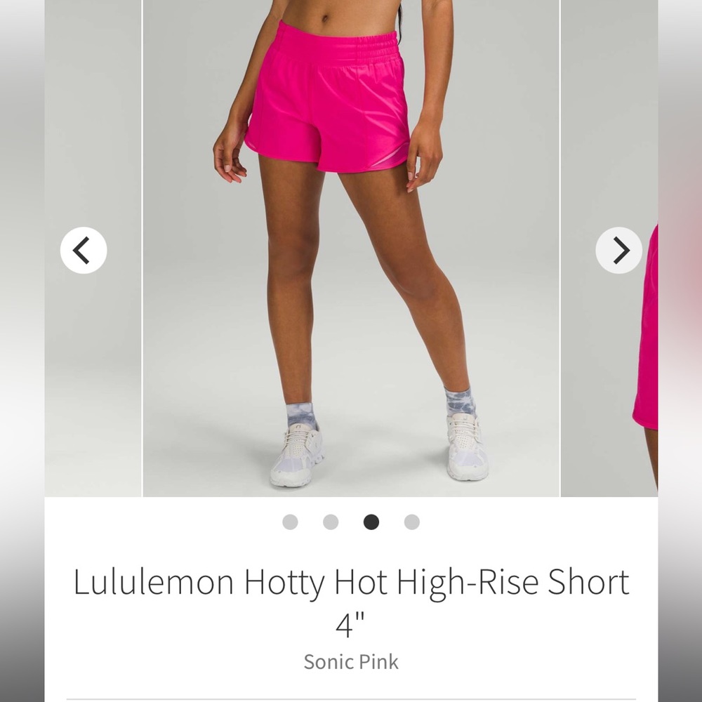 Lululemon Sonic Pink Hotty Hot HR High Rise 4” Length Size 4